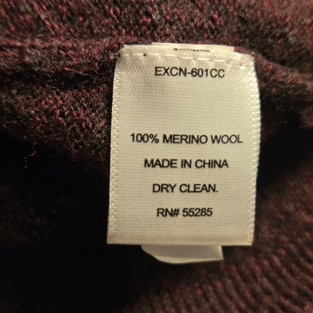 Express Men's 100% Merino Wool Quarter Zip Sweater, Size XL, Burgundy Maroon